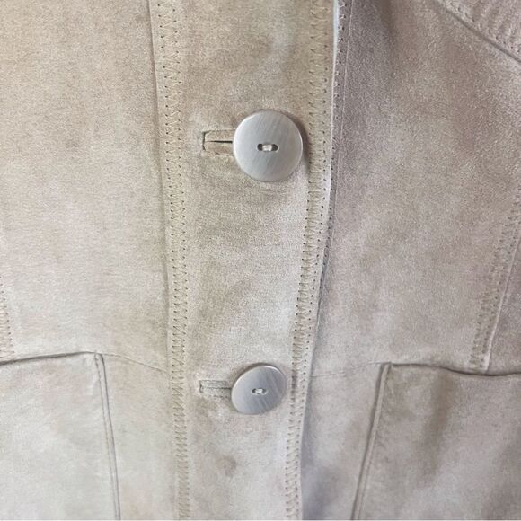 J.Jill Womens Leather/Suede Doe/Tan Embroidered Floral Arms Jacket Size XXS - Picture 4 of 6